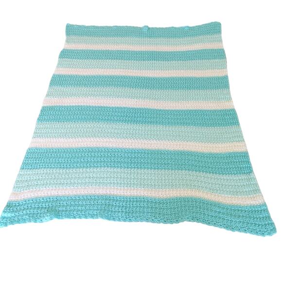 Dolphin Blues / Crochet Afghan Blanket / Soft Silky Yarn - Picture 4 of 15